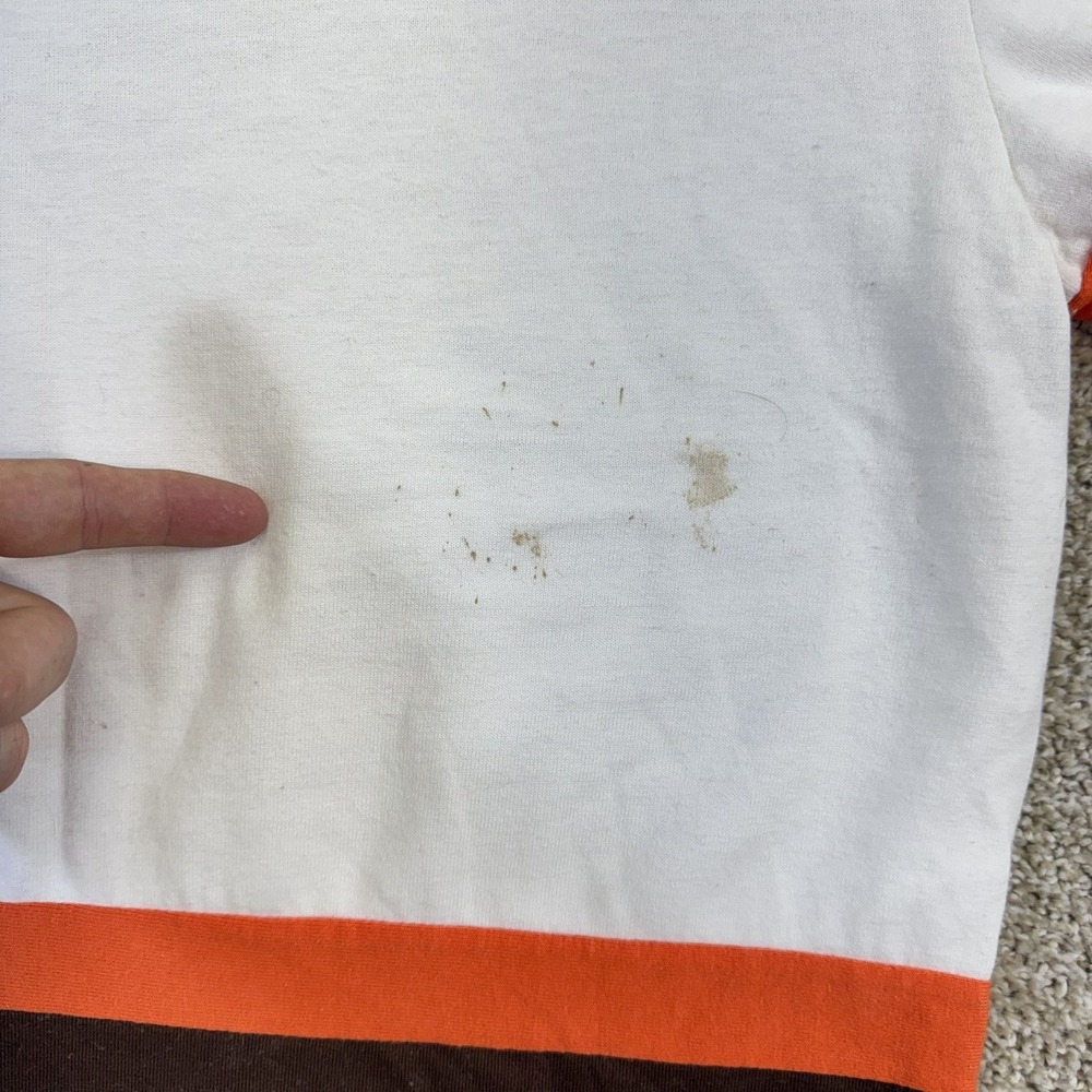 Cleveland Browns Nutmeg Mills T-Shirt Men Medium White Vintage Striped Made USA - Picture 6 of 9